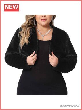 Womens Plus Size Faux Fur Crop Bolero Jacket Open Front Formal Party